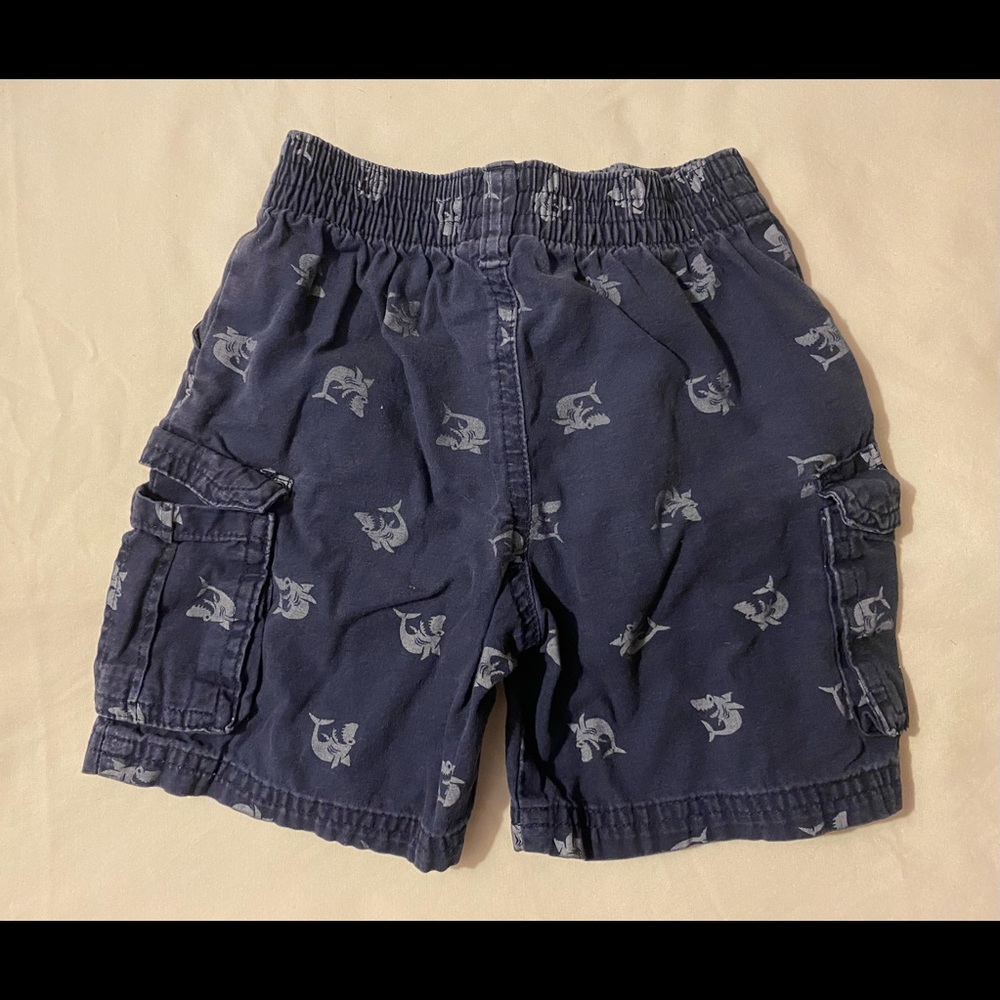 Navy shark print shorts